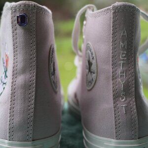 RARE Never Worn Converse High Top Amethyst Crystal Embroidered Sneaker  Size 8